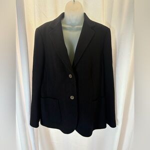 Lands' End‎ Black Wool Blazer Jacket Size 18 EUC